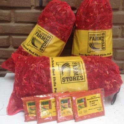 Snake Ranch Farm packaged red chiles ready for pickup